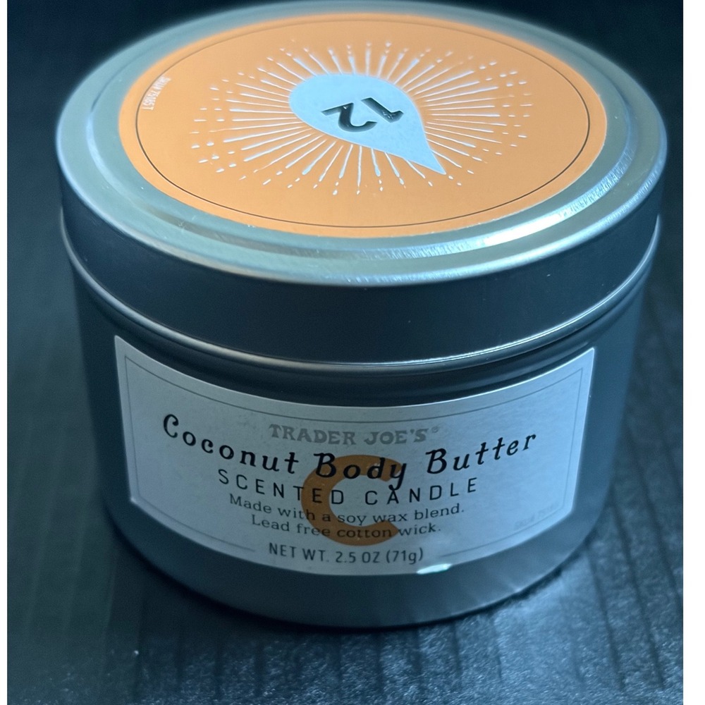 Trader Joes Coconut Body Butter Scented Candle 2.5 oz Soy Wax Blend Tin SKU75185